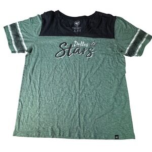 47 Dallas Stars Womens V Neck T Shirt Green Black Athletic XL